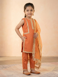 Golden Hour Peach Orange Kids' Salwar Suit Set