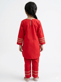 Royal Rebel Red & Purple Kids' Kurta Pant Set