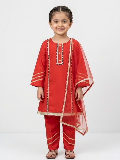Royal Rebel Red & Purple Kids' Kurta Pant Set
