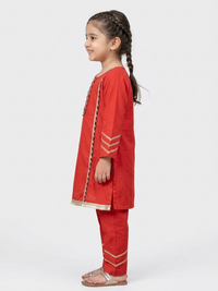 Royal Rebel Red & Purple Kids' Kurta Pant Set