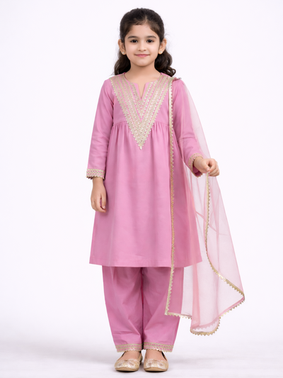 Gotta Glory Lilac Pink Kids' Salwar Suit Set