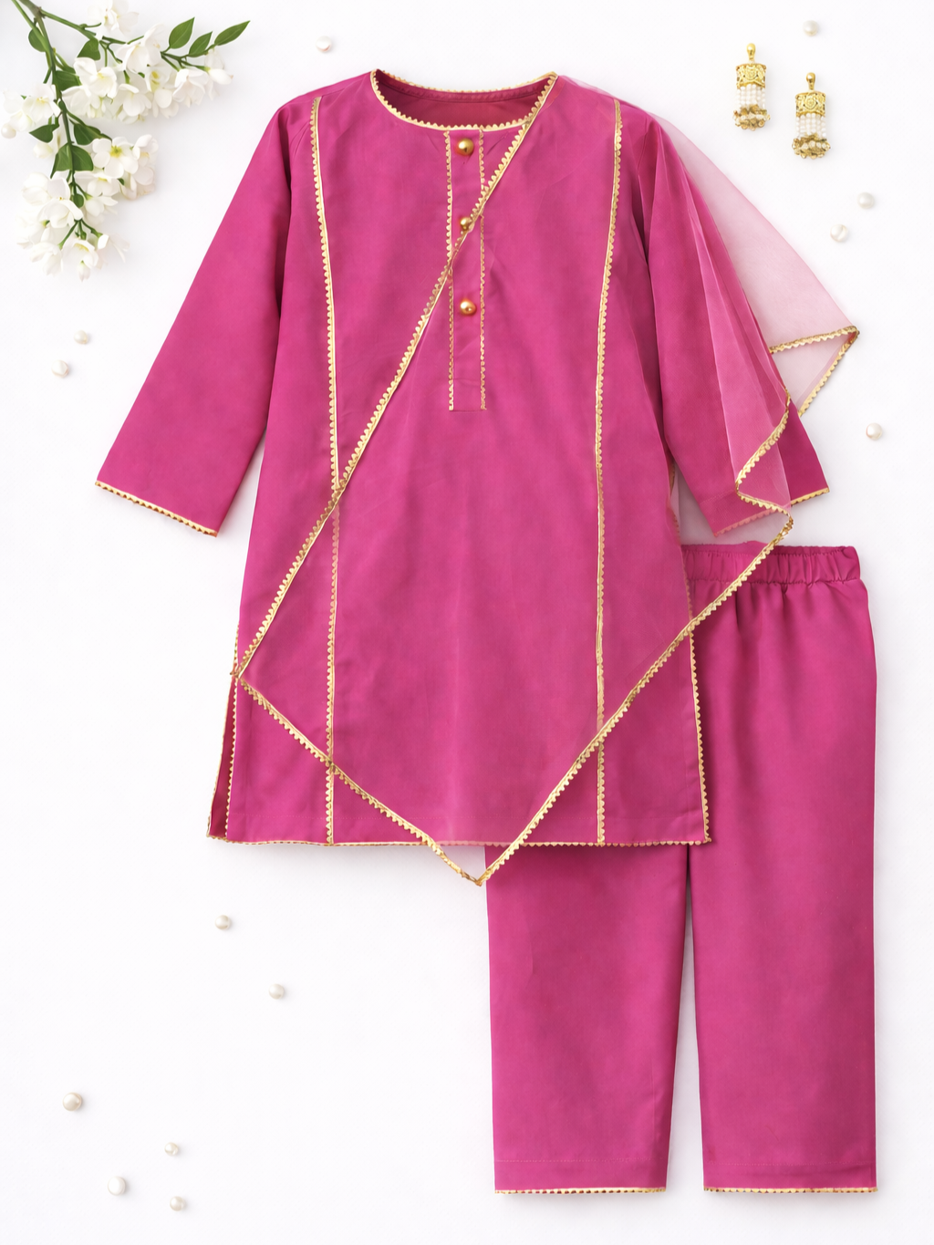 Pretty in Rani Hot Pink Kids' Kurta Set