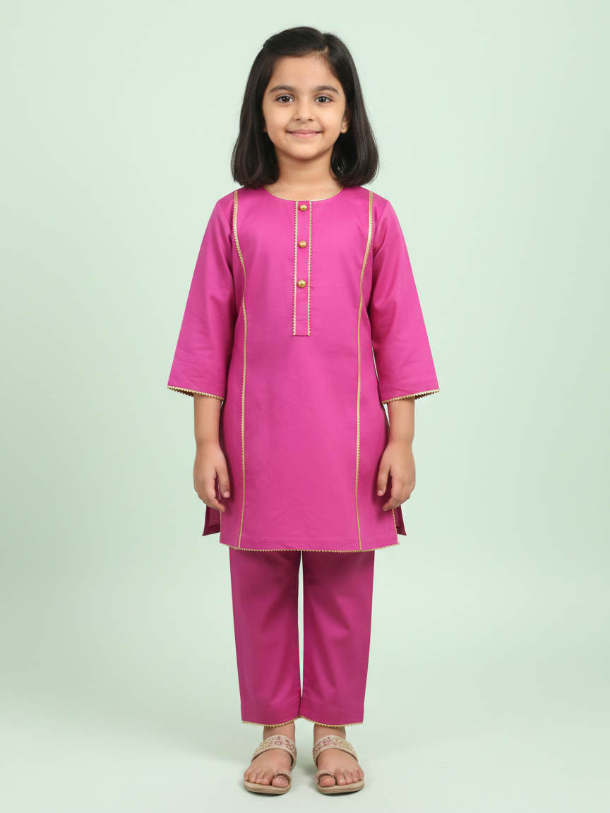 Pretty in Rani Hot Pink Kids' Kurta Set