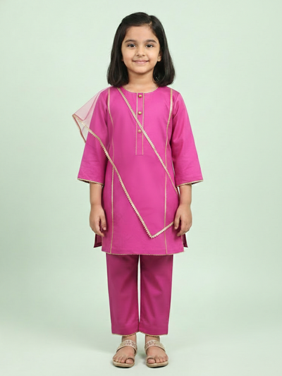 Pretty in Rani Hot Pink Kids' Kurta Set