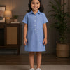 Sky Blue Cotton Linen Shirt Dress