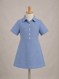 Sky Blue Cotton Linen Shirt Dress