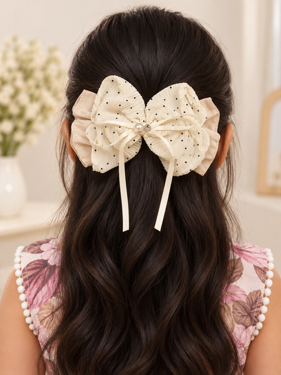 Layered Dotted Bow Hair Clip