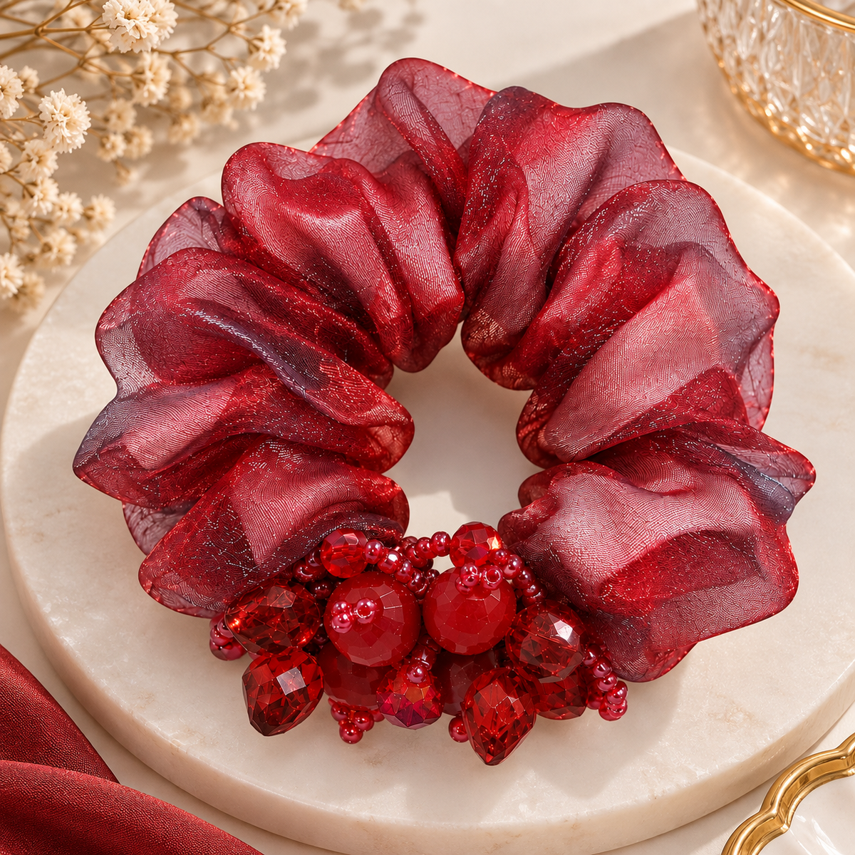 Shimmer Blossom Scrunchie