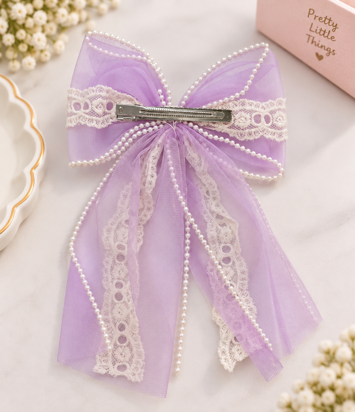 Lace Trail Pastel Bow Clip