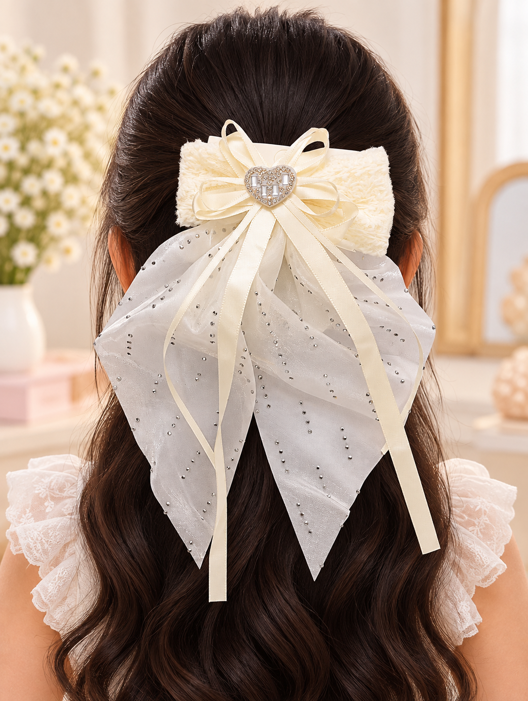 Shimmer Drape Bow Hair Clip