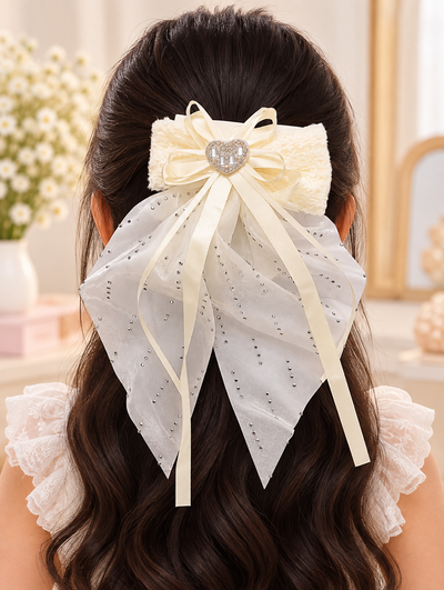 Shimmer Drape Bow Hair Clip