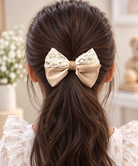 Lace Trim Bow Hair Tie