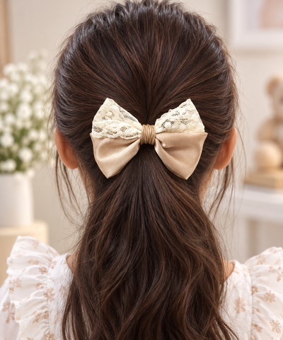 Lace Trim Bow Hair Tie