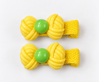 Pastel Bow Charm Hair Clips — Set of 2