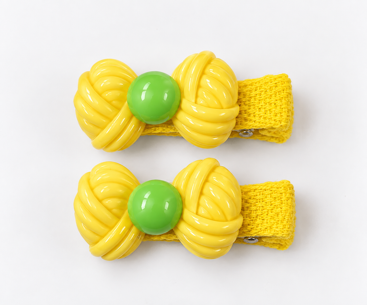 Pastel Bow Charm Hair Clips — Set of 2
