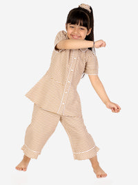 Brown Gingham Check Night Suit