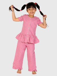 Pink Gingham Check Night Suit