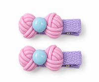 Pastel Bow Charm Hair Clips — Set of 2