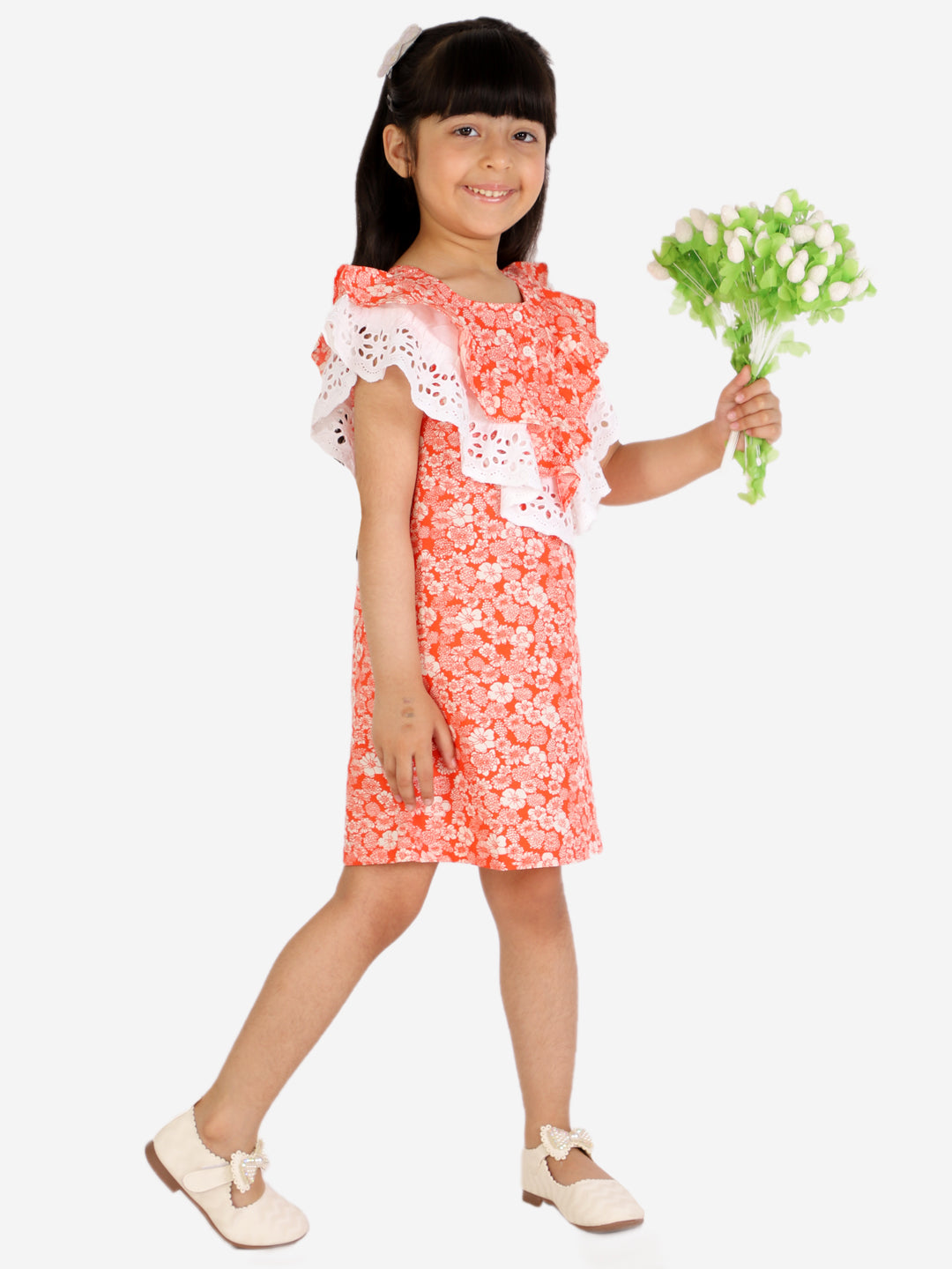 Moira Orange Flower Kids Dress