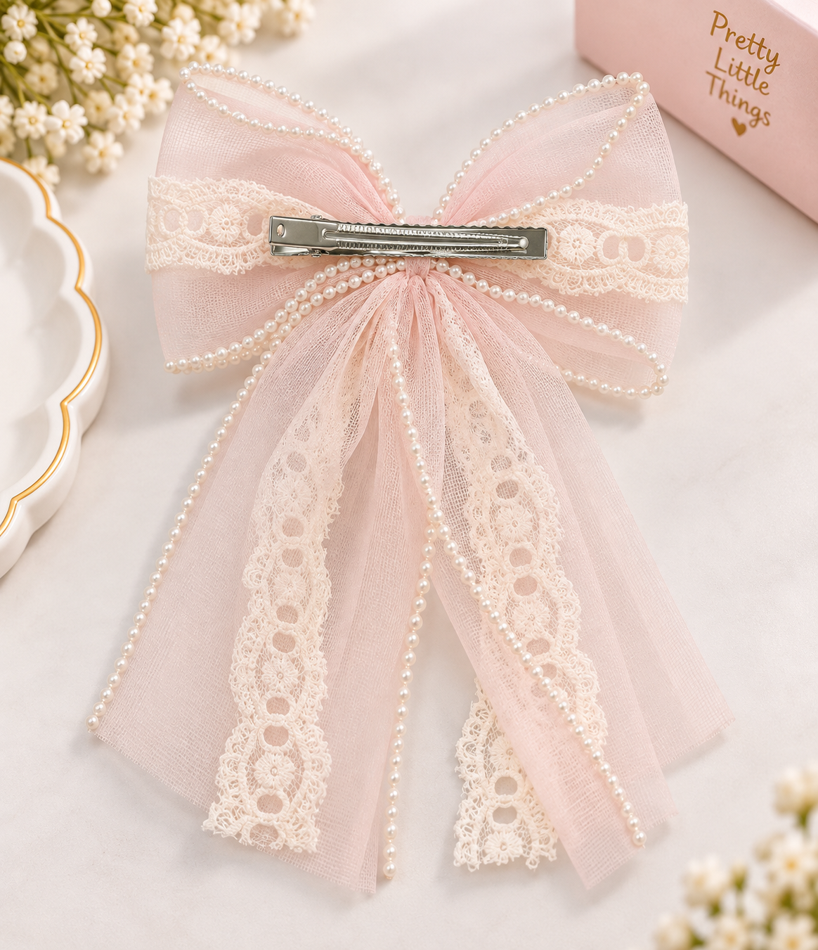 Lace Trail Pastel Bow Clip