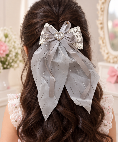 Shimmer Drape Bow Hair Clip