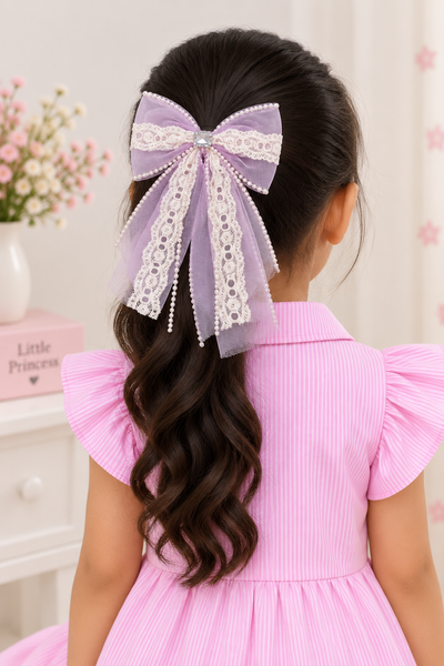 Lace Trail Pastel Bow Clip