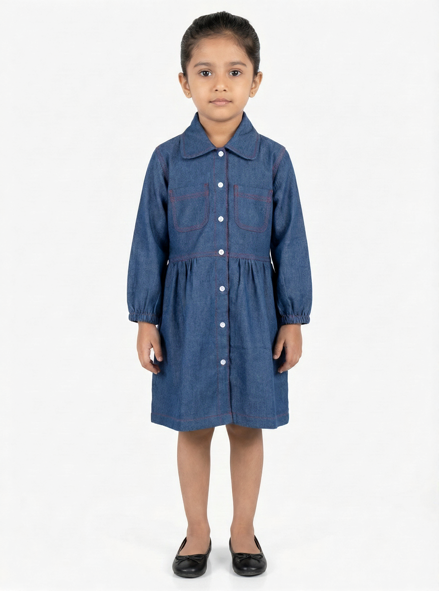 Classic Blue Denim Shirt Dress