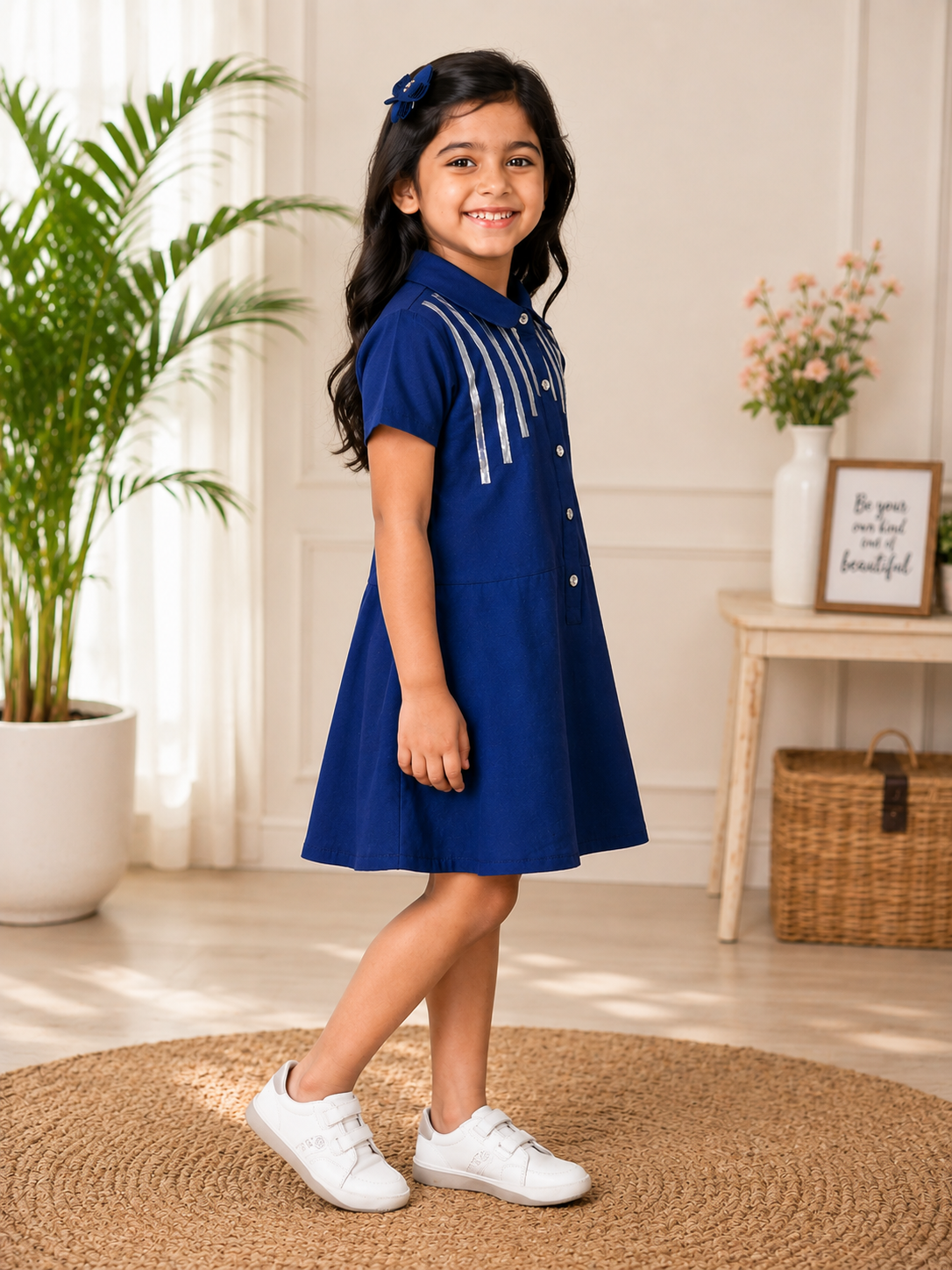 Gota Gleam Royal Blue Denim Dress