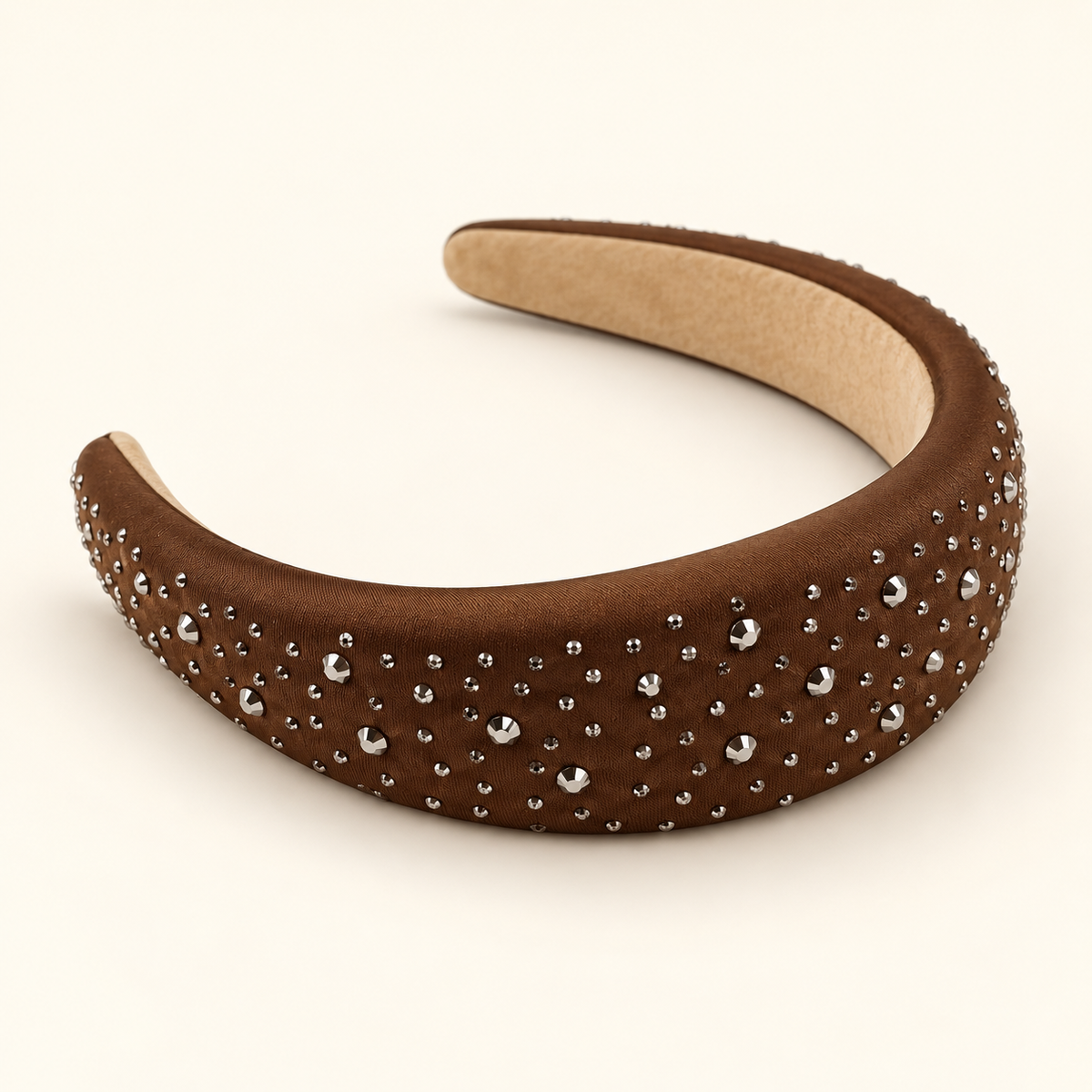 Sparkle Stud Wide Headband Chocolate Brown