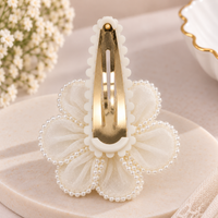 White Dahlia Off White pearl petal flower snap clip