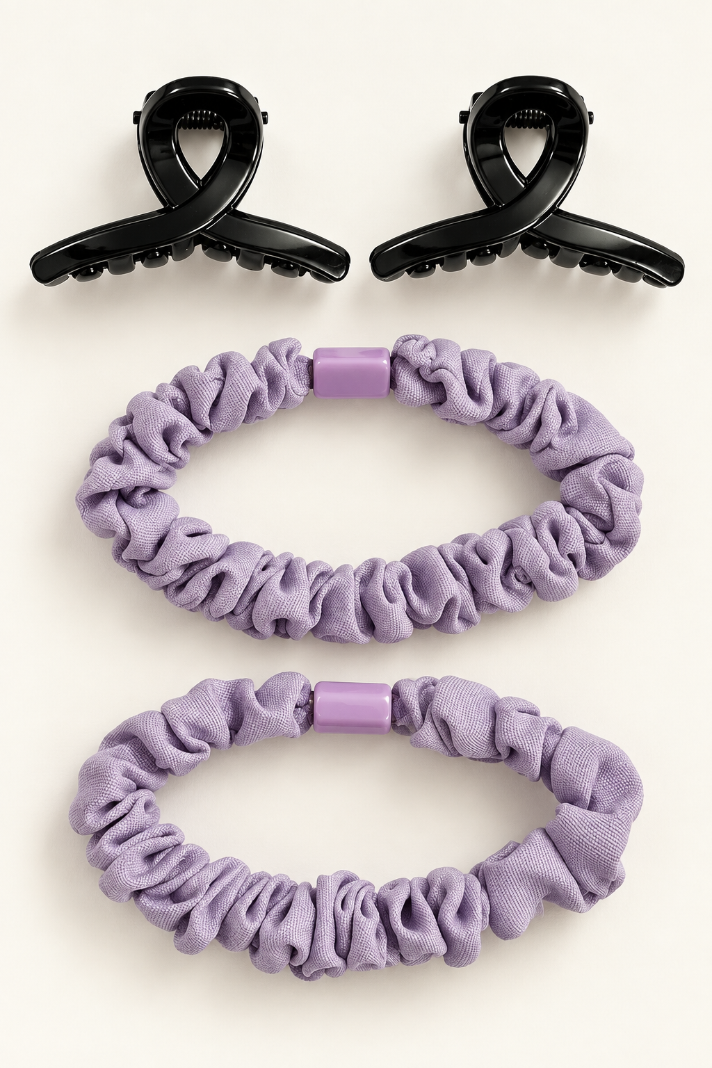 Claw Clips and Ruched Hair Tie Set Lavender