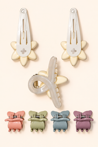 Floral Snap and Mini Claw Set Ivory