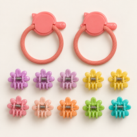 Colour Pop Mini Claw and Hair Tie Set Pink Peach Daisies