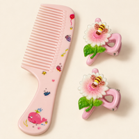 Pastel Comb and Claw Clip Set Pink Whale