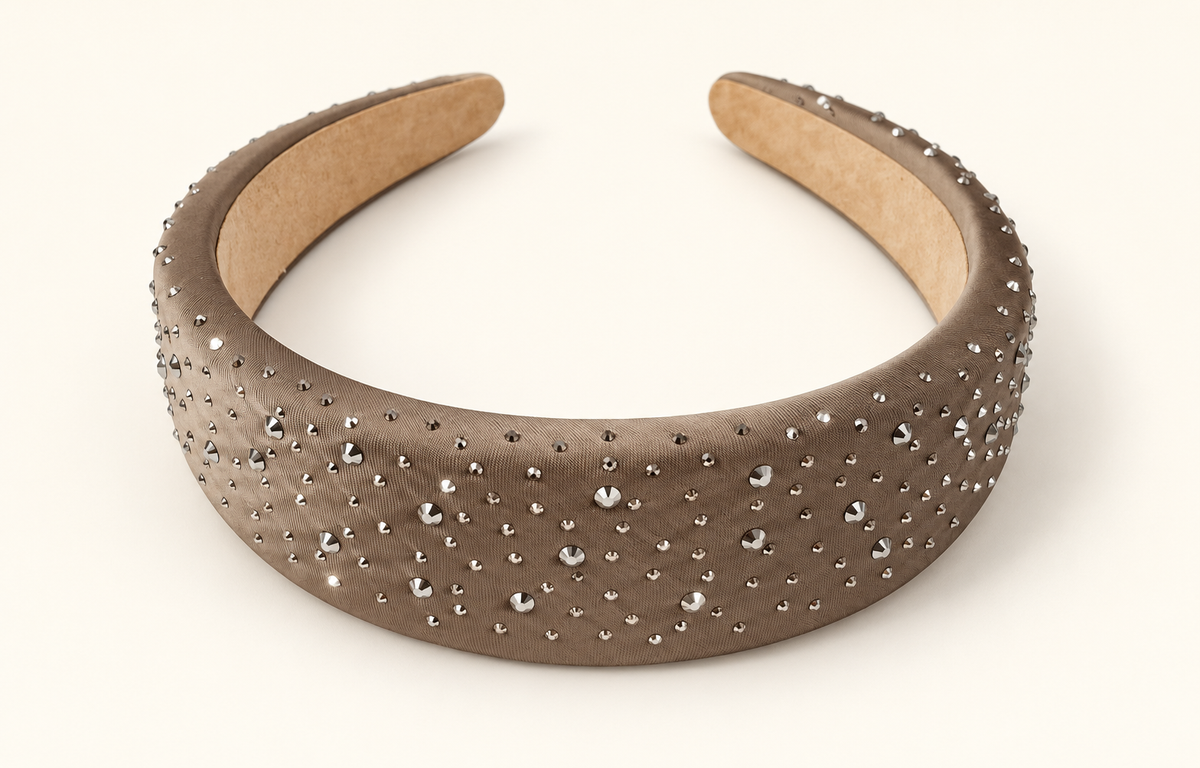 Sparkle Stud Wide Headband Taupe