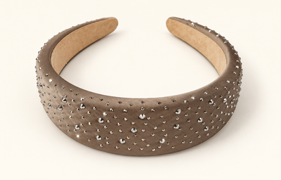 Sparkle Stud Wide Headband Taupe