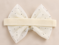 White Dahlia dotted double bow hair accessory White