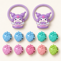 Colour Pop Mini Claw and Hair Tie Set Purple Kuromi Strawberries