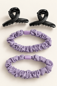 Claw Clips and Ruched Hair Tie Set Lavender