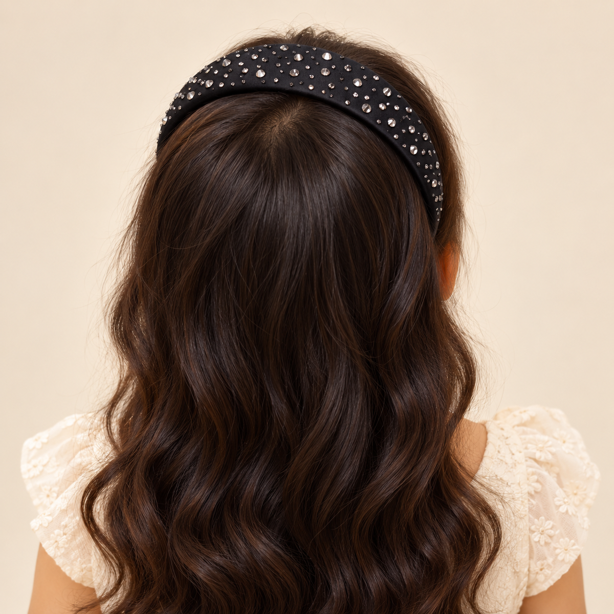 Sparkle Stud Wide Headband Black