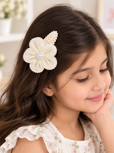 Pearl Petal Flower Snap Clip