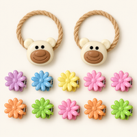 Colour Pop Mini Claw and Hair Tie Set Ivory Teddy Daisies