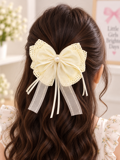 Pastel Lace Ribbon Bow Clip