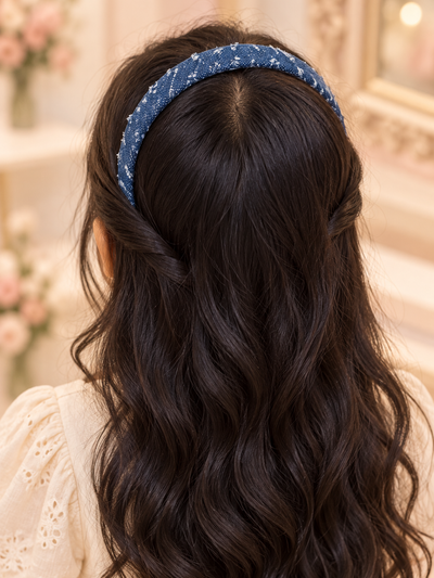 Blue Floral Fabric Headband