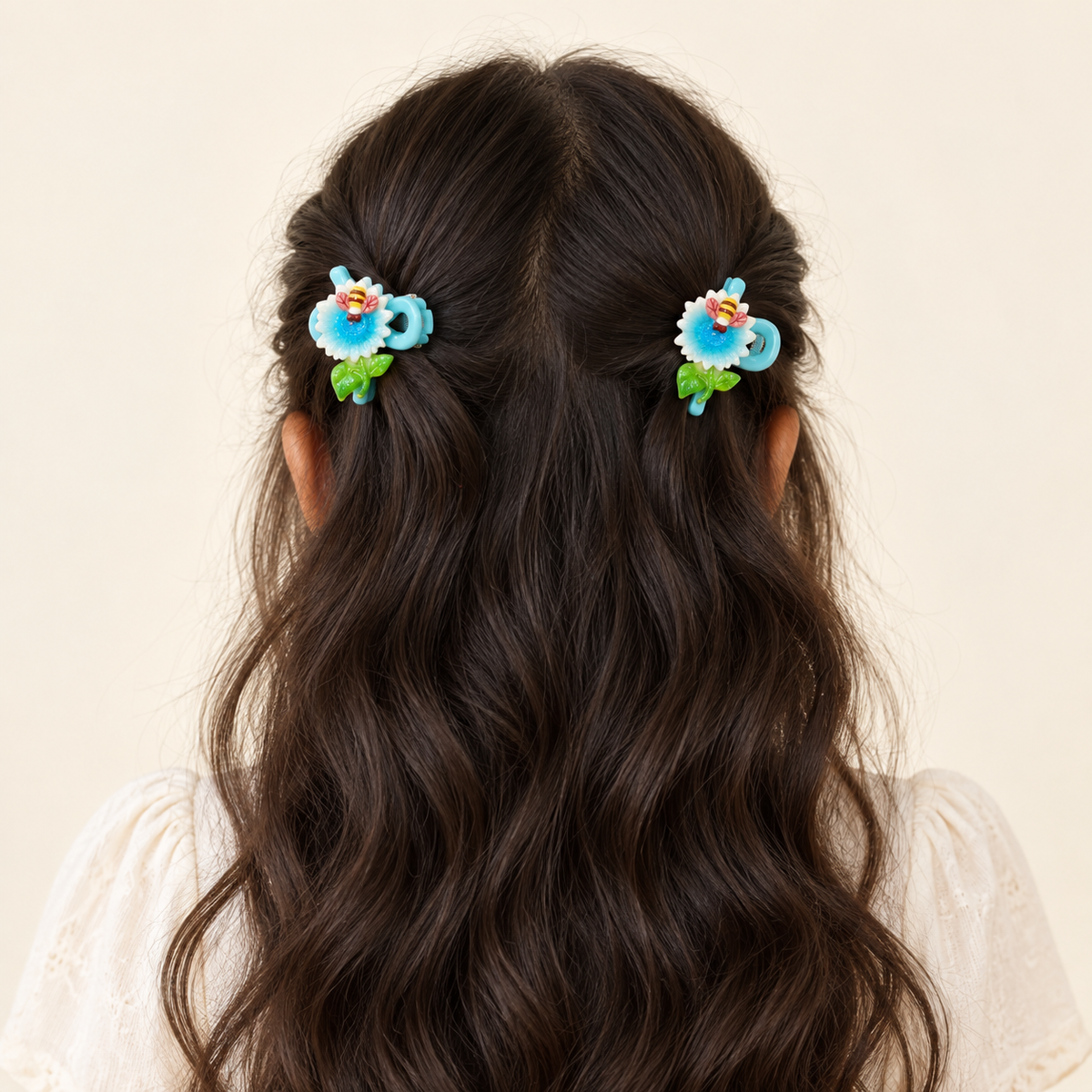Pastel Comb and Claw Clip Set Blue Dinosaur