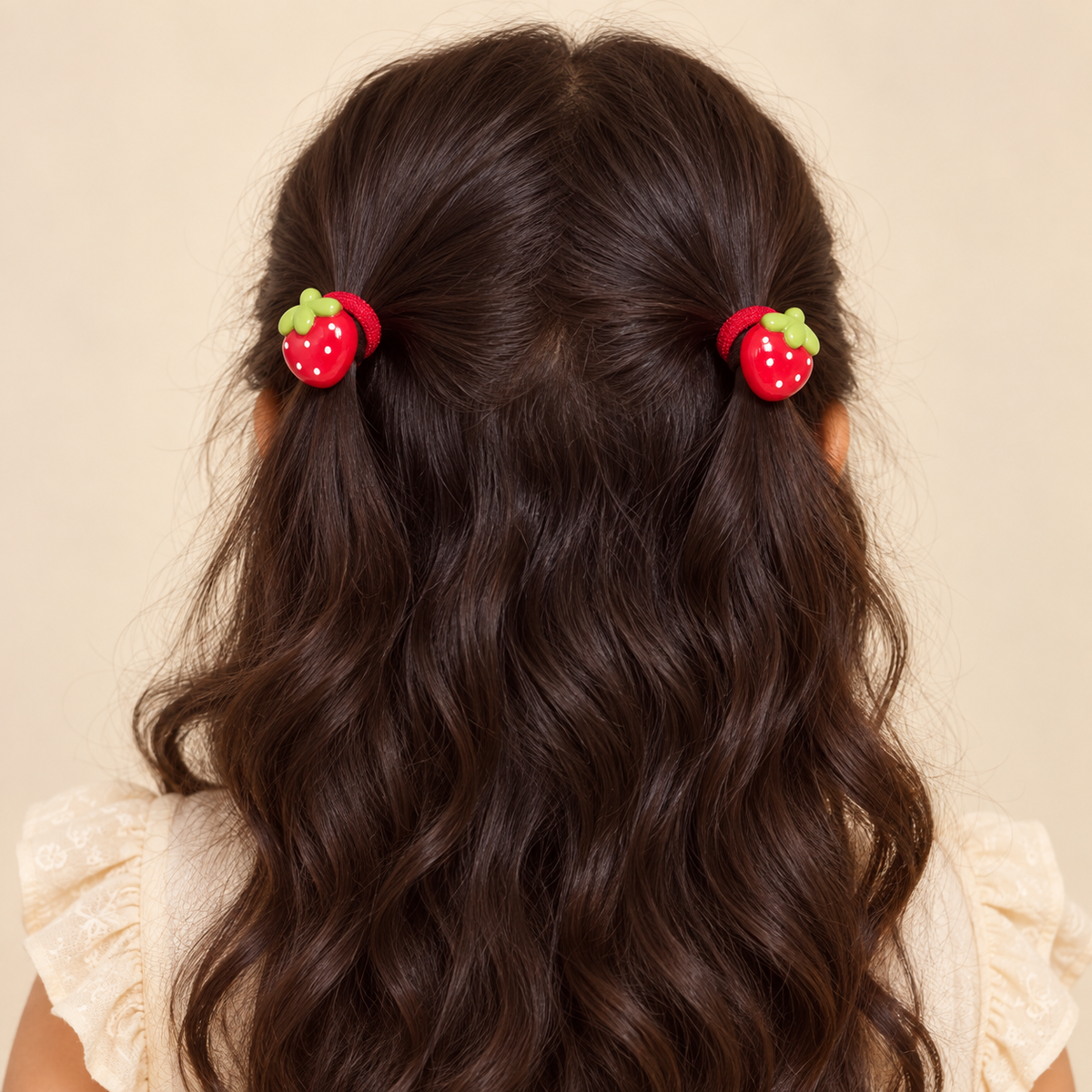 Colour Pop Mini Claw and Hair Tie Set Red Strawberry Flowers