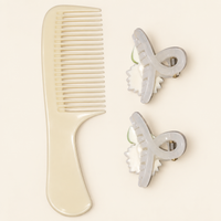 Pastel Comb and Claw Clip Set Yellow Giraffe