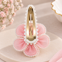 White Dahlia Pink pearl petal flower snap clip