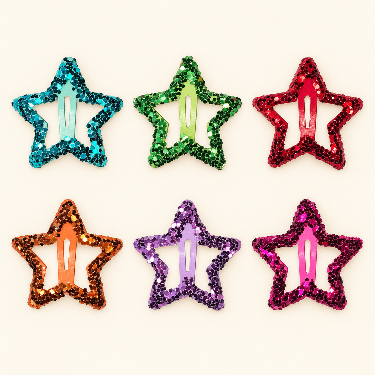 Rainbow Outline Star Hair Clips Bright Stars