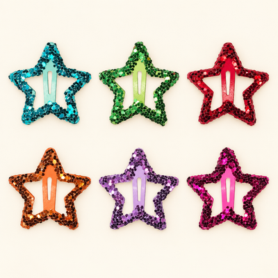 Rainbow Outline Star Hair Clips Bright Stars